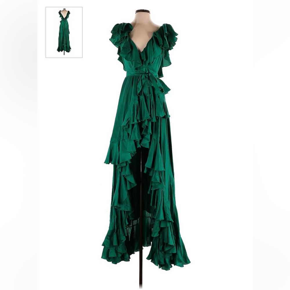 Azeeza Stunning Emerald Green wrap gown